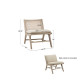 Natural Wood Cane Insert Beige Fabric Accent Chair